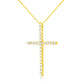 10K Yellow Gold Plated .925 Sterling Silver 3.0 Cttw Prong-Set Round Brilliant Cut Diamond Cross 18" Pendant Necklace (J-K Color, I1-I2 Clarity)