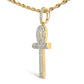 10K Yellow Gold 1 7/8 Cttw Round Diamond Ankh Men's Pendant Necklace