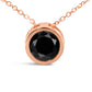 14K Rose Gold 3 1/2 Cttw Bezel-Set Black Round Diamond Solitaire Pendant Necklace (Black Color, I2-I3 Clarity) - 18"
