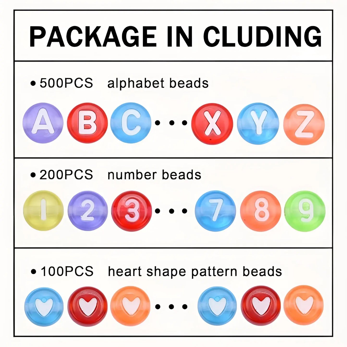 800 Piece Mixed Acrylic Alphabet and Number Bead Set
