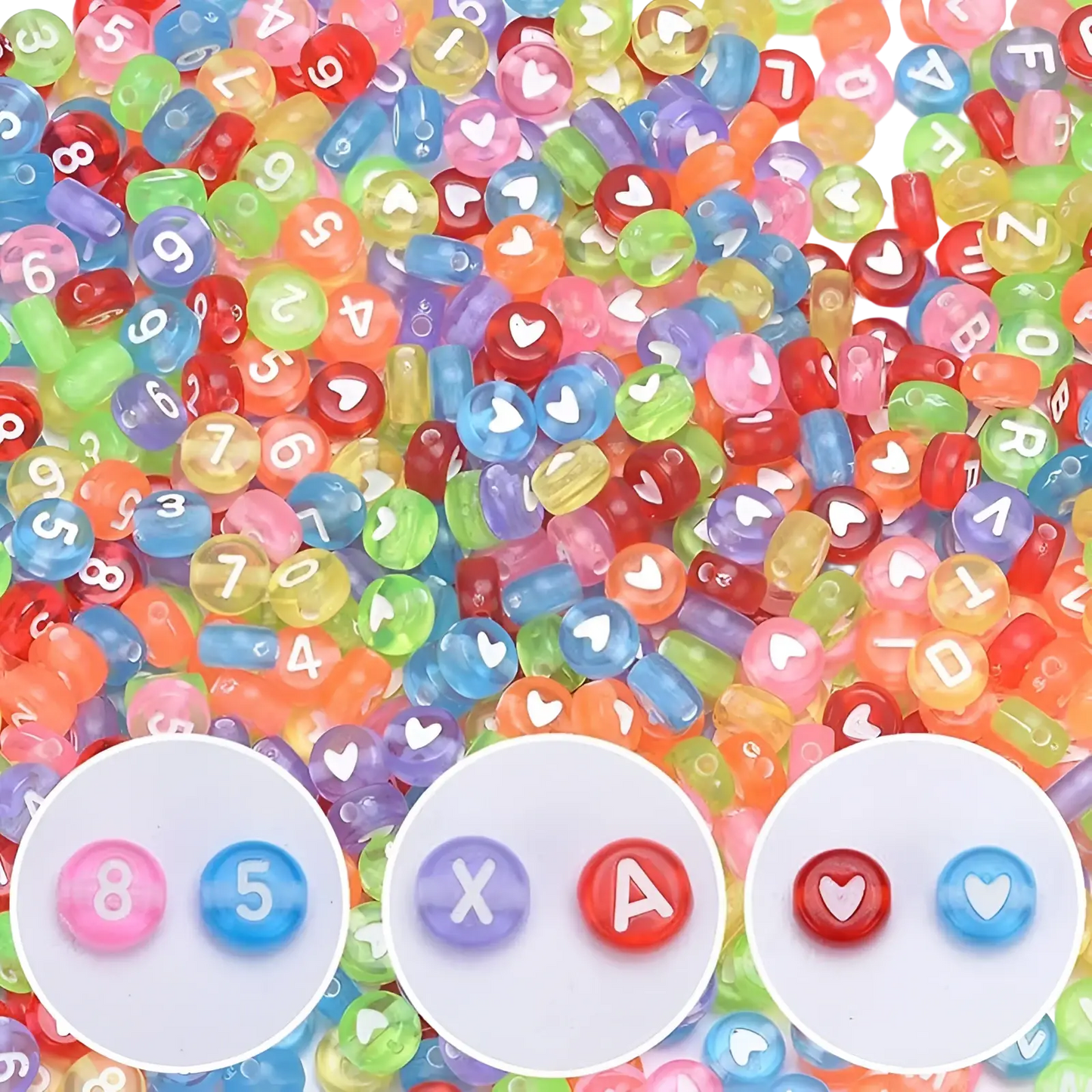 800 Piece Mixed Acrylic Alphabet and Number Bead Set