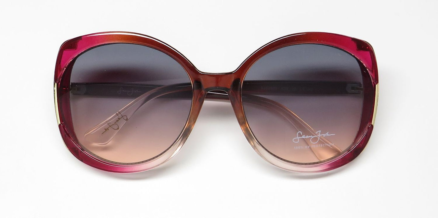 Óculos de sol Sean John SJS2032 com lentes grandes e lentes grandes, designer de celebridades americanas