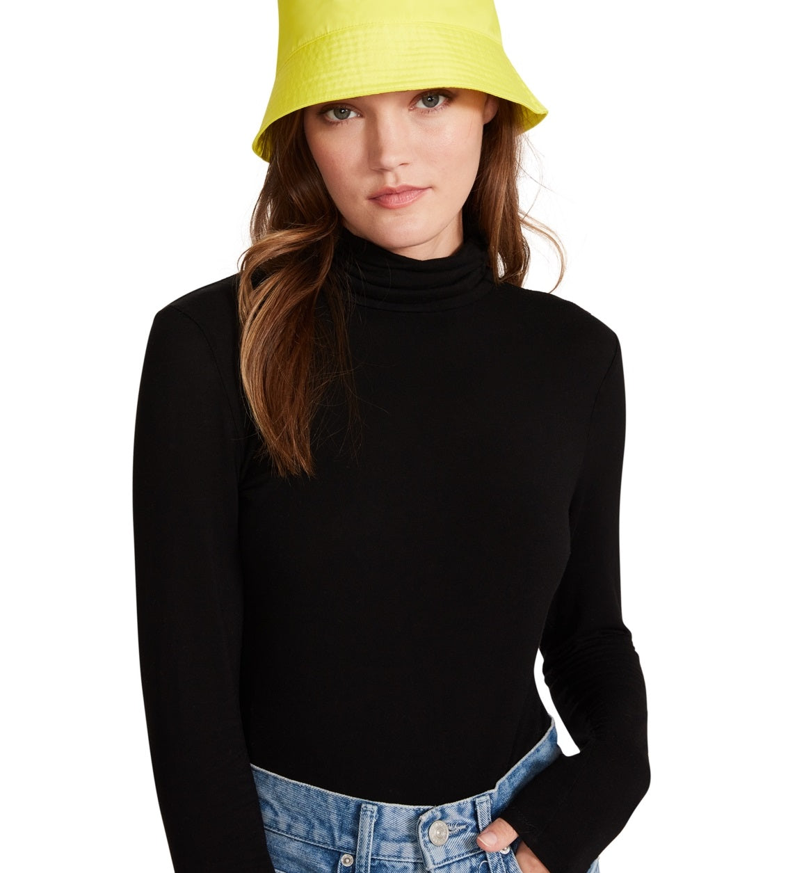 Chapéu Bucket Steve Madden Feminino com Forro de Cetim e Nylon, Amarelo, Tamanho Regular