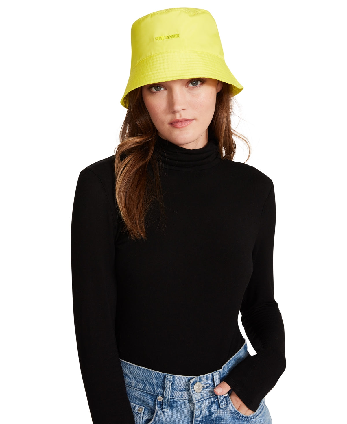 Chapéu Bucket Steve Madden Feminino com Forro de Cetim e Nylon, Amarelo, Tamanho Regular