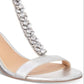 Badgley Mischka Sandálias Femininas Lindsey com Tira no Tornozelo e Tira em T, Strass, Bico Redondo, Salto Bloco e Fivela, Cinza, Tamanho 6 M