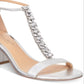 Badgley Mischka Sandálias femininas de tiras com tecido Lindsey, bico aberto, para ocasiões especiais, cinza, tamanho 7,5 M