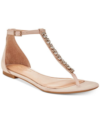 Sandálias de festa Badgley Mischka Gaby Flat para mulheres, marrom, tamanho 7 M