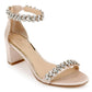 Sandálias de noite Badgley Mischka Bronwen femininas com salto bloco marrom, tamanho 9 M