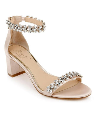 Sandálias de noite Badgley Mischka Bronwen femininas com salto bloco marrom, tamanho 9 M