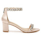 Sandálias de noite Badgley Mischka Bronwen femininas com salto bloco marrom, tamanho 9 M