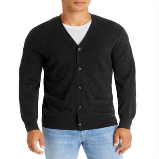 Cardigan de lã merino com gola V da The Men's Store at Bloomingdale's, cinza, tamanho P