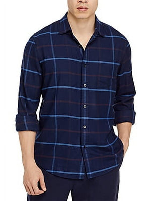 Camisa de flanela de sarja de manga comprida regular fit da The Men's Store at Bloomingdale's, azul