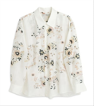 Camisa de botões com estampa floral oriental Our Legacy Above Cotton, tamanho 46