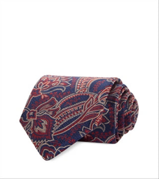 Gravata clássica de seda Paisley grande da loja masculina Bloomingdale's, tamanho 8