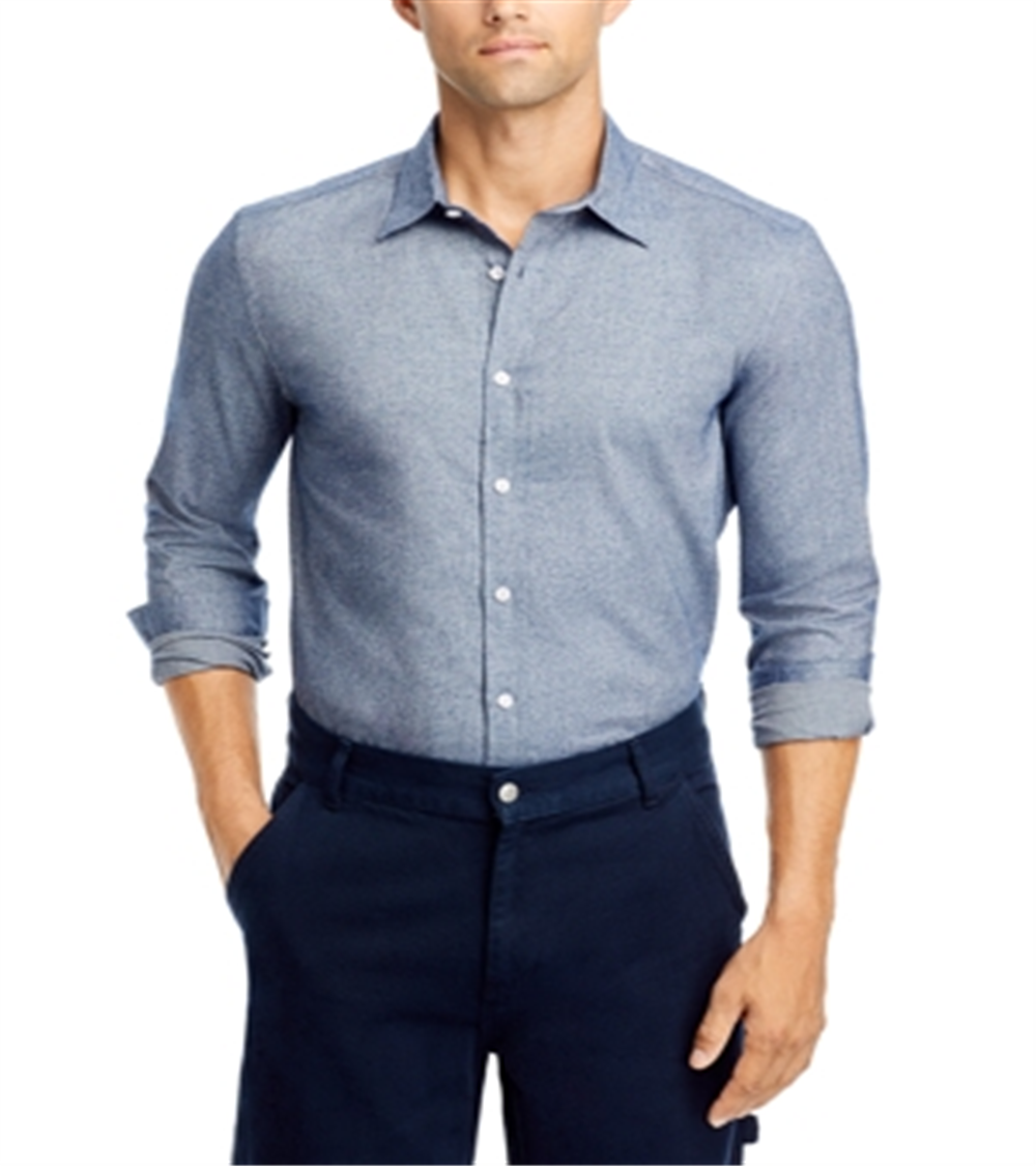 Camisa de flanela de algodão regular fit da The Men's Store at Bloomingdale's, azul, tamanho XXL