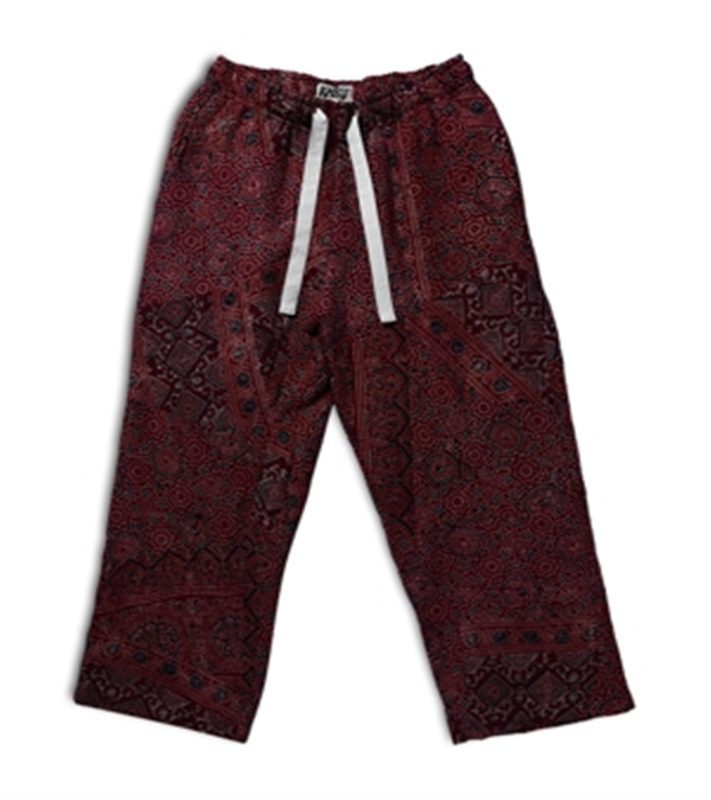 Calça Karu Research Vintage Kantha Cotton Regular Fit com Cordão Azul Tamanho 32 REG