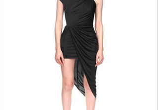 Vestido assimétrico franzido David Koma preto