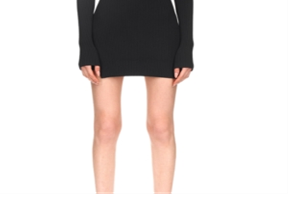 David Koma Mini Vestido Preto com Detalhe em Malha e Canelado