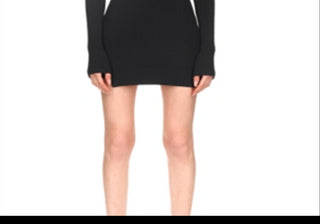 David Koma Mini Vestido Preto com Detalhe em Malha e Canelado