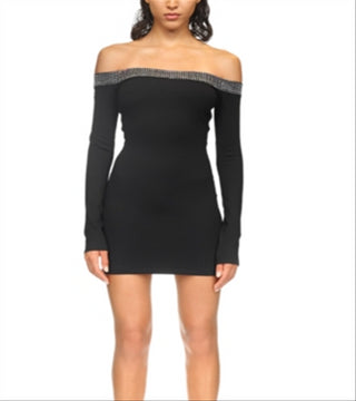 David Koma Crystal Mini Vestido de Manga Longa Prata Tamanho 4