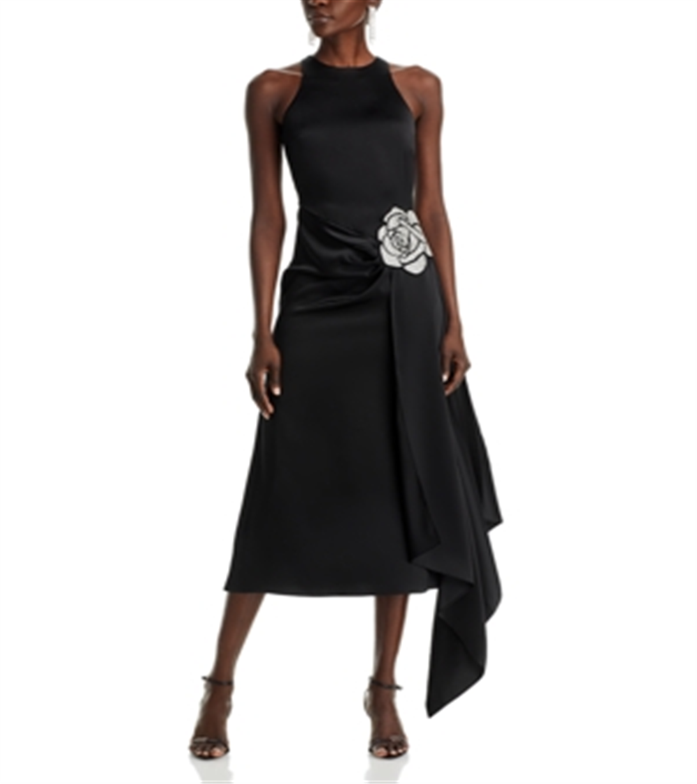 Vestido cachecol assimétrico com cristais David Koma, preto, tamanho 4