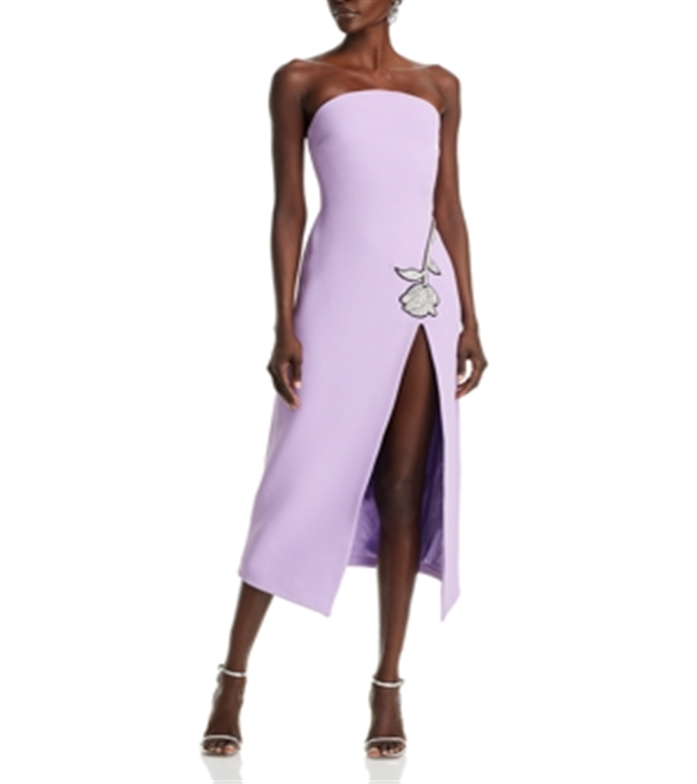 Vestido midi com fenda frontal e cristais David Koma, roxo, tamanho 8