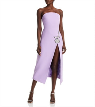 Vestido midi com fenda frontal e cristais David Koma, roxo, tamanho 8
