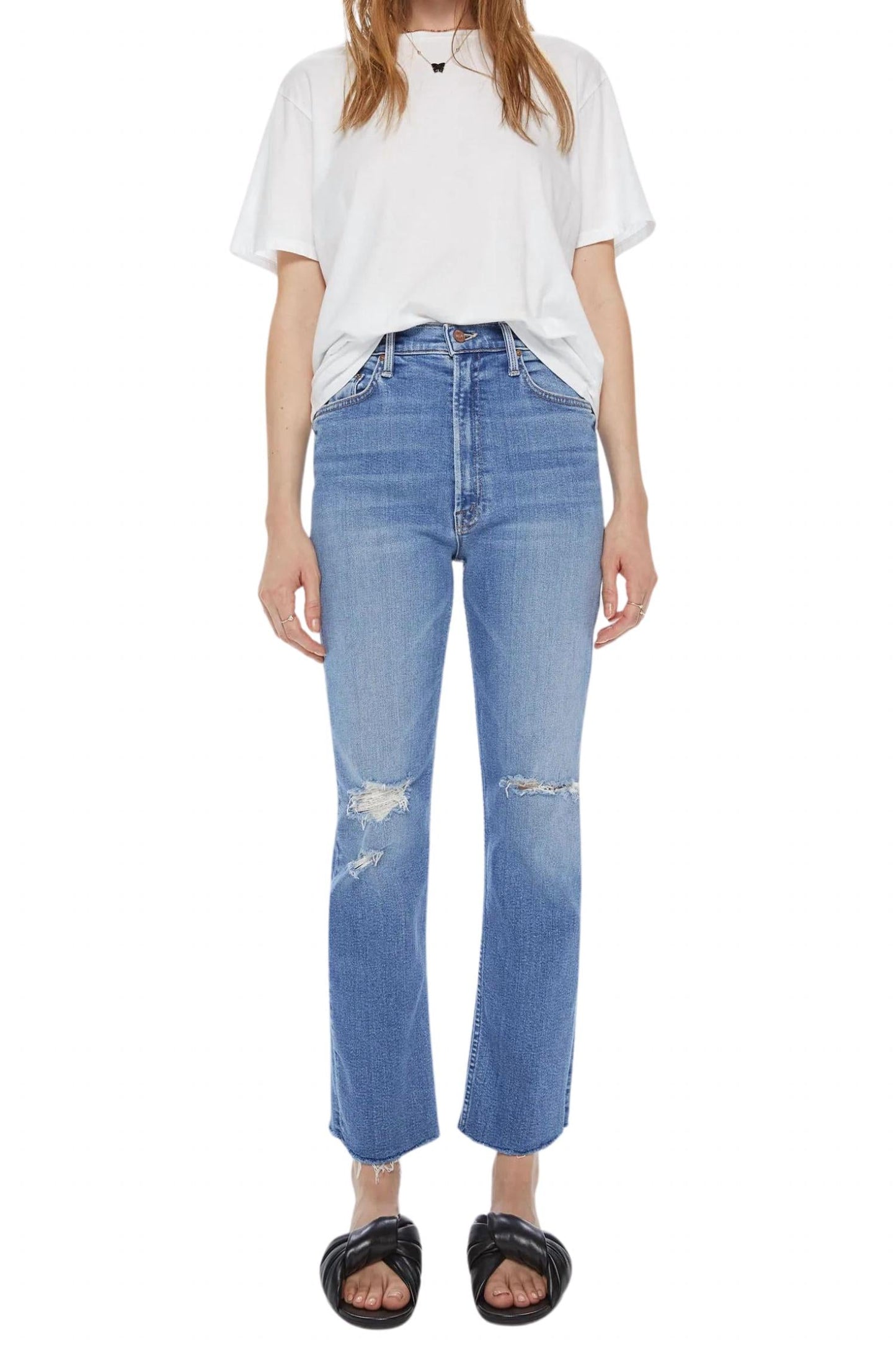 Mother - High Waist Rider Ankle Fray