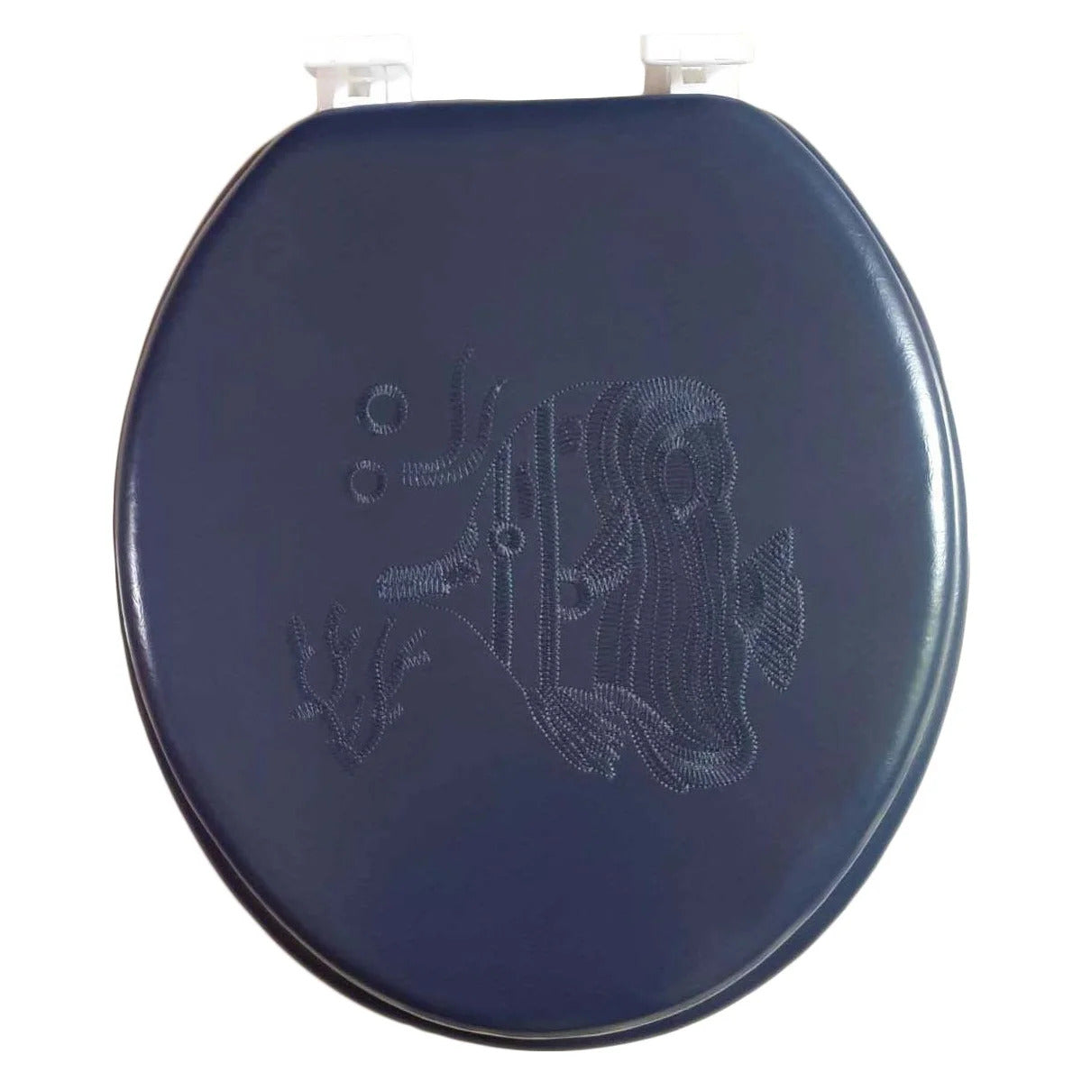 Assento sanitário redondo, macio e acolchoado bordado com dobradiça fácil de limpar e trocar