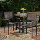 Vermilion Outdoor Dining Chair With Vertical Slat And Wooden Arm