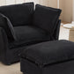 Modern Armchair Sofa 47" Cozy Upholstered Sofa Chair with Movable Ottoman