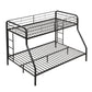 Modern Twin Over Full Metal Bunk Bed with Trundle and Dual Side Ladders