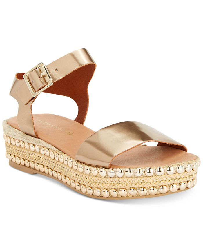 Sandálias femininas Andre Assous Vergie Espadrille Flatform cinza tamanho 7