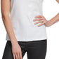 Camiseta feminina DKNY com lantejoulas mescladas, manga curta, gola joia, branca, tamanho médio