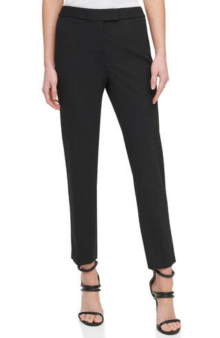 Calças de trabalho DKNY Foundation Slim Leg para mulheres, pretas, tamanho 6