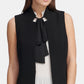 Blazer feminino DKNY sem mangas com lapela entalhada, preto, tamanho 4