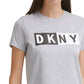 Camiseta feminina DKNY Sport Logo Cinza Tamanho Médio