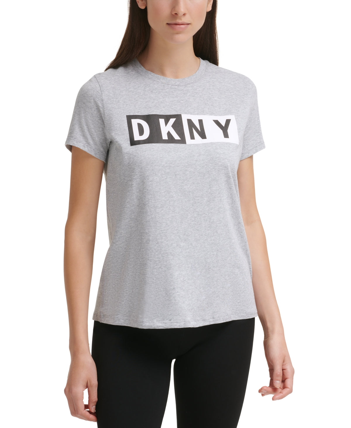 Camiseta feminina DKNY Sport Logo Cinza Tamanho Médio
