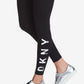 Leggings femininas DKNY de cintura alta com logotipo para treino, comprimento total, pretas, tamanho pequeno