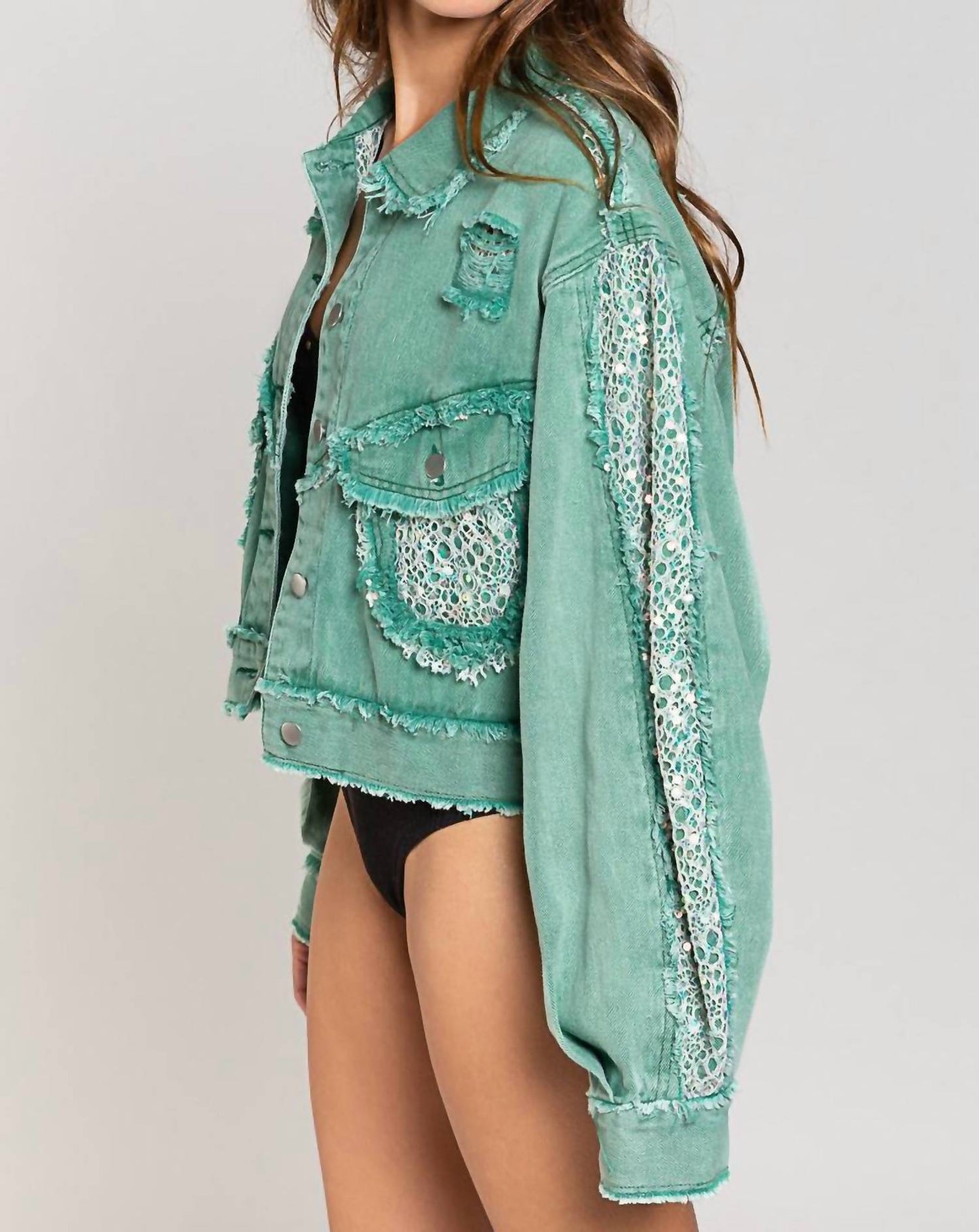 Pol - Cropped Relaxed Fit Embellished Jacket