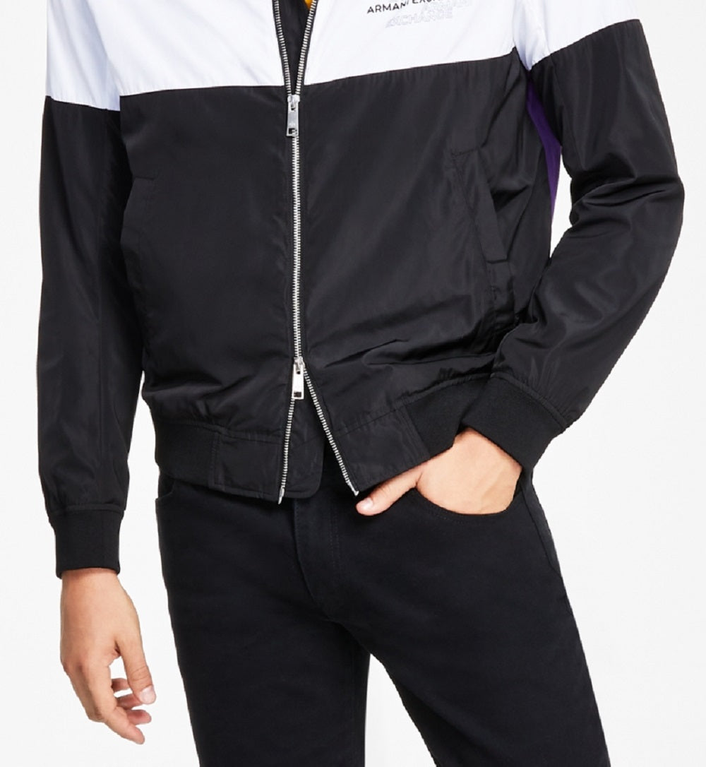 Jaqueta bomber masculina A|X Armani Exchange Colorblock preta tamanho grande