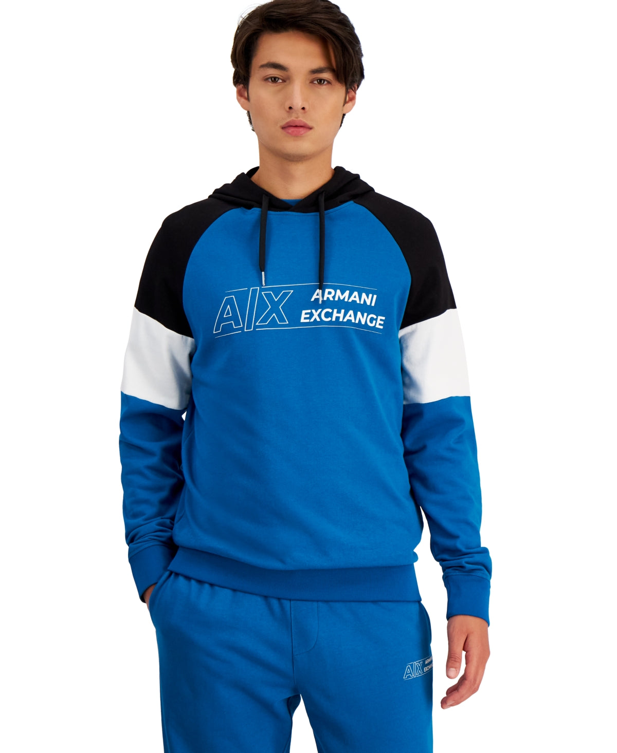 Moletom masculino AX Armani Exchange Colorblock azul tamanho 2XL