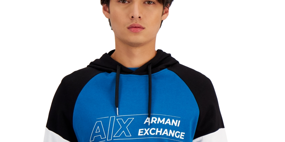 Moletom masculino AX Armani Exchange Colorblock azul tamanho 2XL