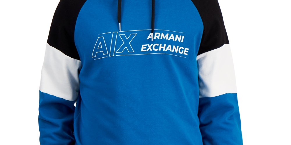 Moletom masculino AX Armani Exchange Colorblock azul tamanho 2XL