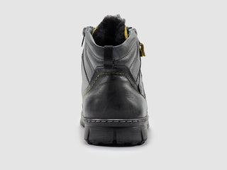 Kcr Group - Men's Thick Wool-Lined Zip-Up Leather Boots