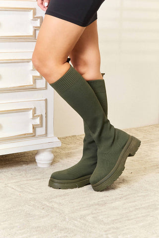 Zenana - WILD DIVA Footwear Knee High Platform Sock Boots