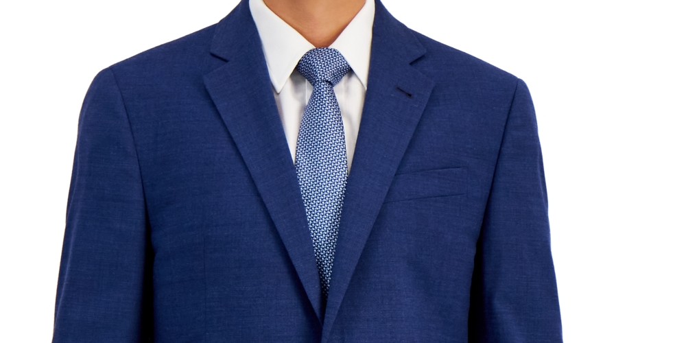 A|X Armani Exchange Terno Masculino Slim Fit de Lã Jaqueta Separada Azul