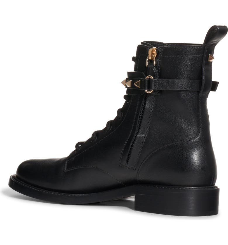 Valentino Garavani Rockstud Combat Boot Feminino Preto Tamanho 7