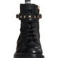 Valentino Garavani Rockstud Combat Boot Feminino Preto Tamanho 7