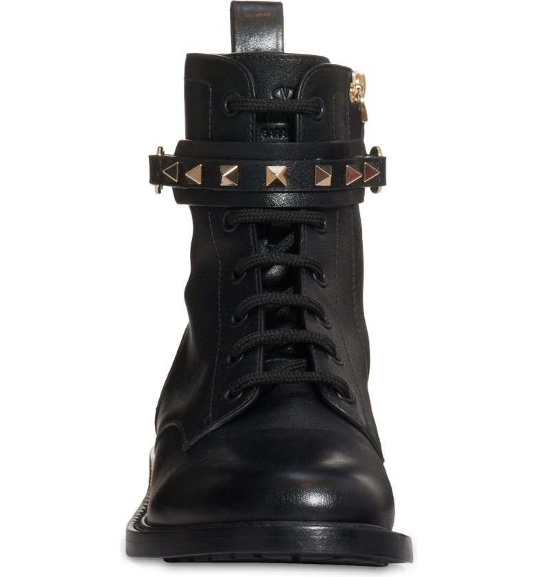 Valentino Garavani Rockstud Combat Boot Feminino Preto Tamanho 7